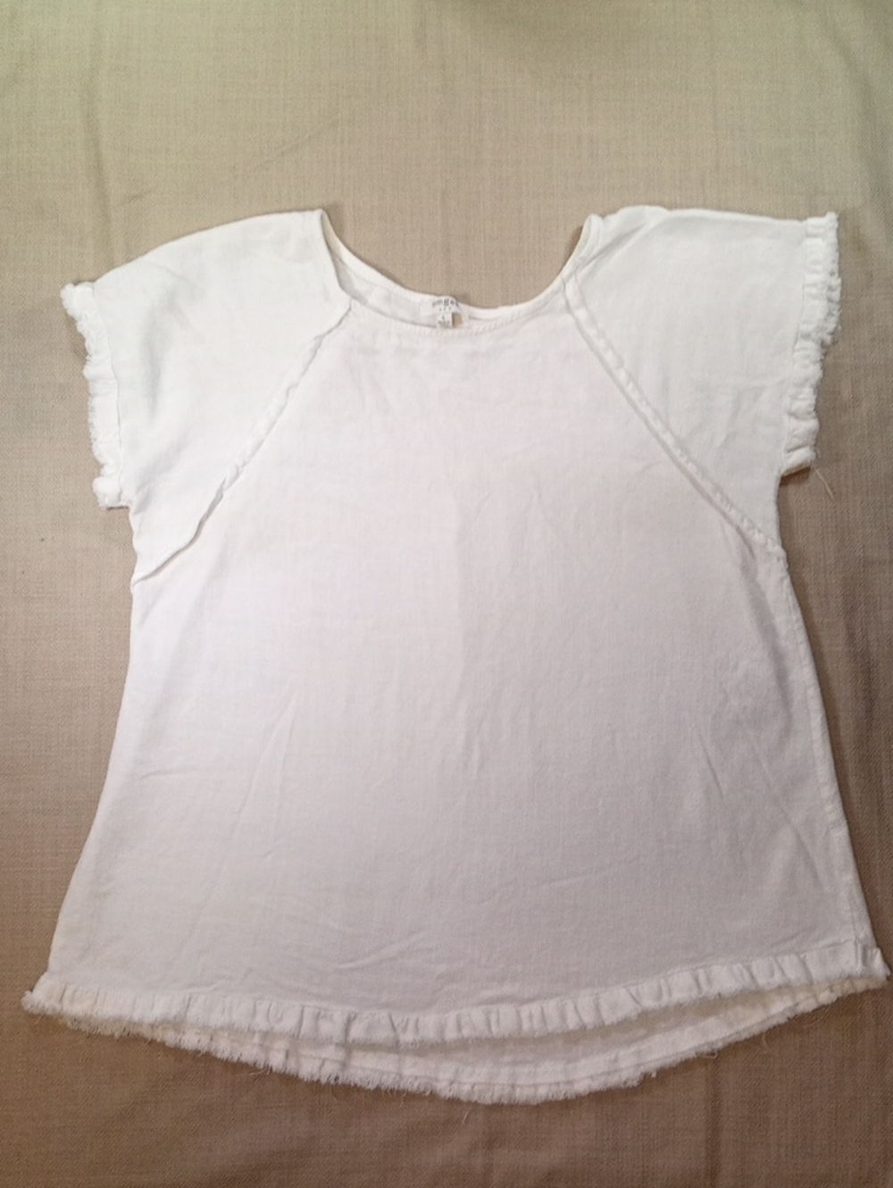 Umgee White Short Sleeve Tee with Ruffle Trim